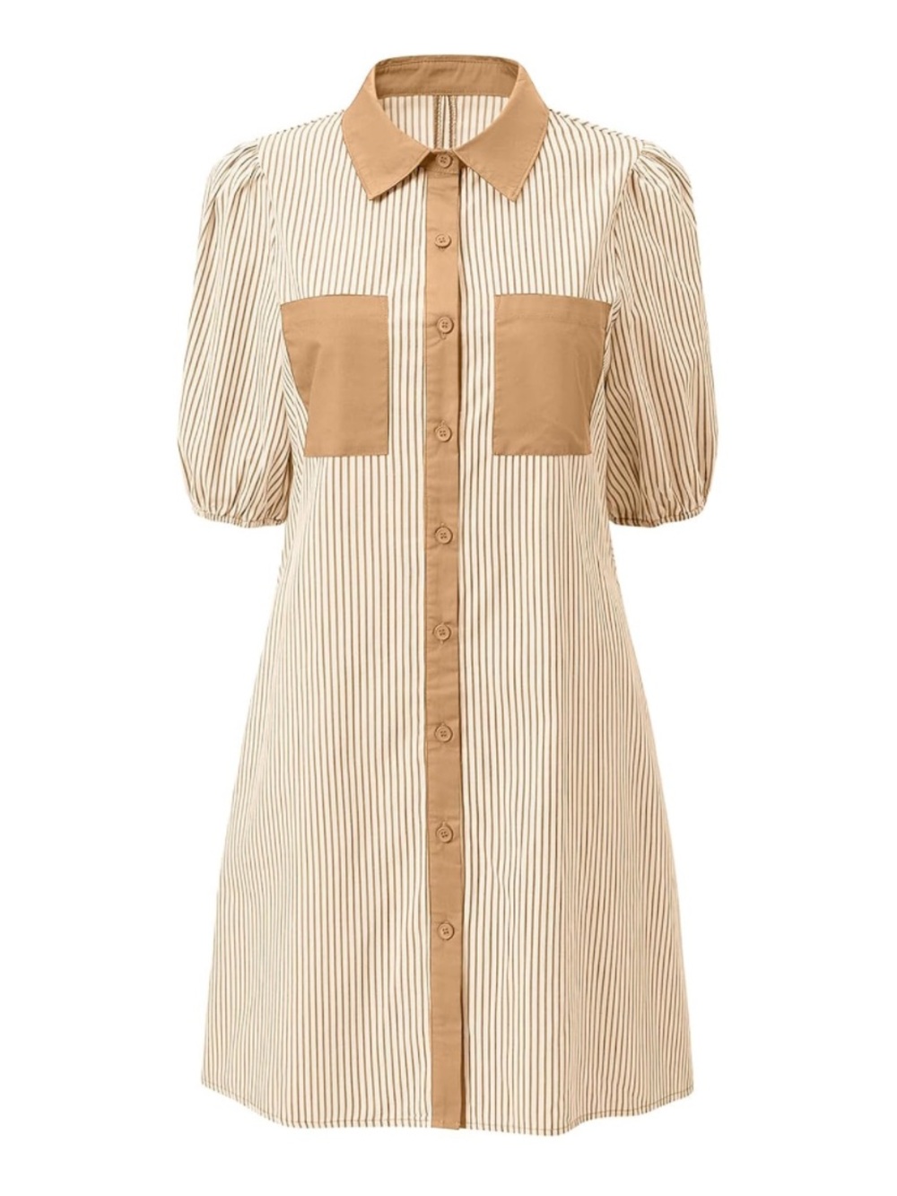 NWT No Label Size S Khaki and Cream Striped Color Block Dress
